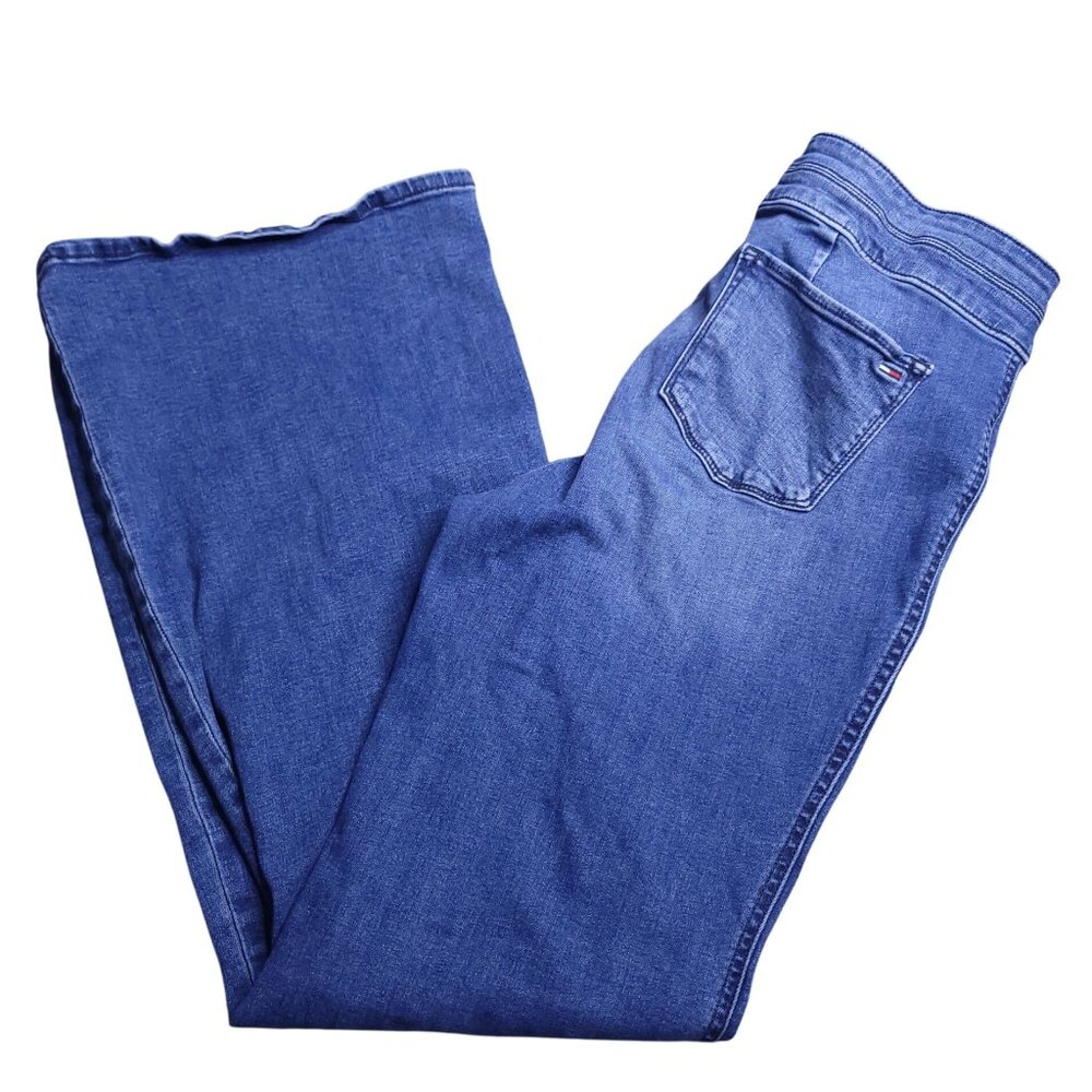 Tommy Jeans Womens Flare Jeans 32 High Rise Medium Wash Stretch Y2K 90s